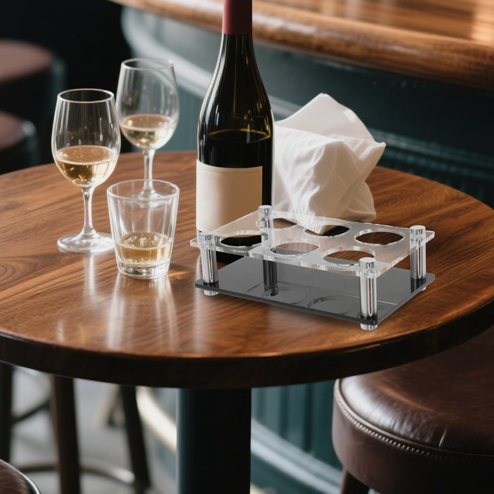 Home Bar Stand - Tempat Gelas Shot 6 Lubang Baki