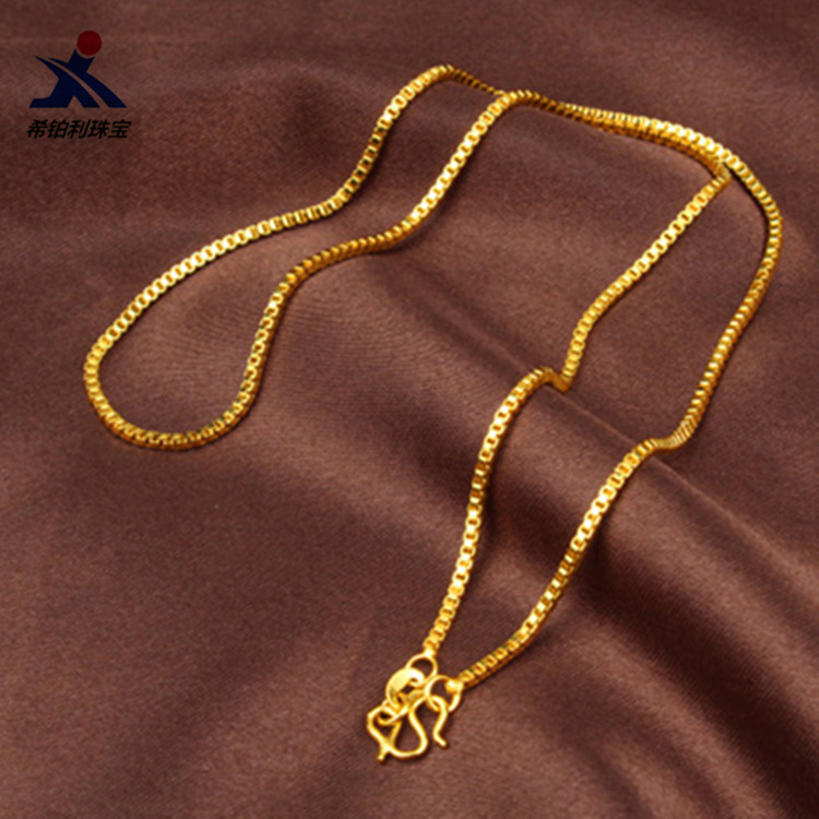 Kalung Rantai Kotak AU999 Wani - Bar Cart Gold ulasan dan harga
