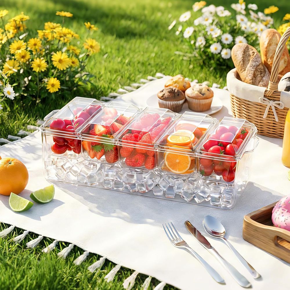 Nampan Bumbu, Wadah Dingin unt - Garnish Tray Set ulasan dan harga