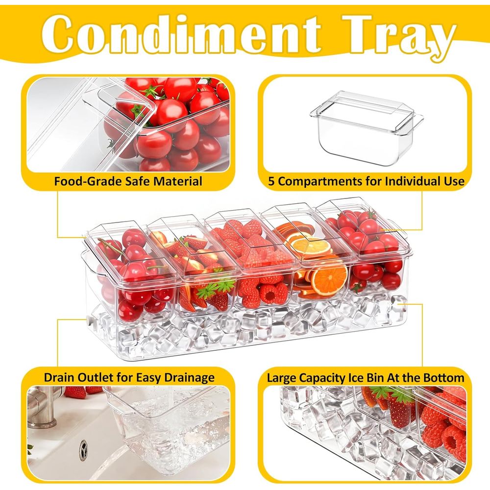 Nampan Bumbu, Wadah Dingin unt - Garnish Tray Set ulasan dan harga