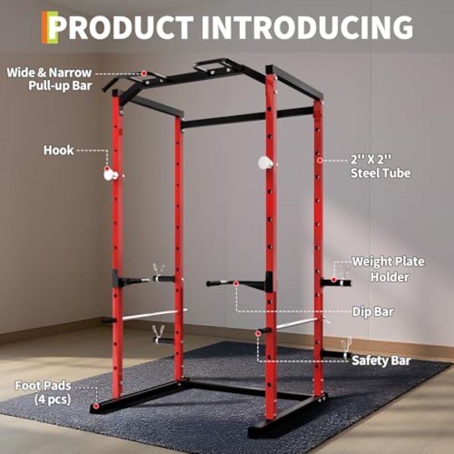 Rak Squat Heavy-Duty dengan Pu - Home Bar And Gym ulasan dan harga